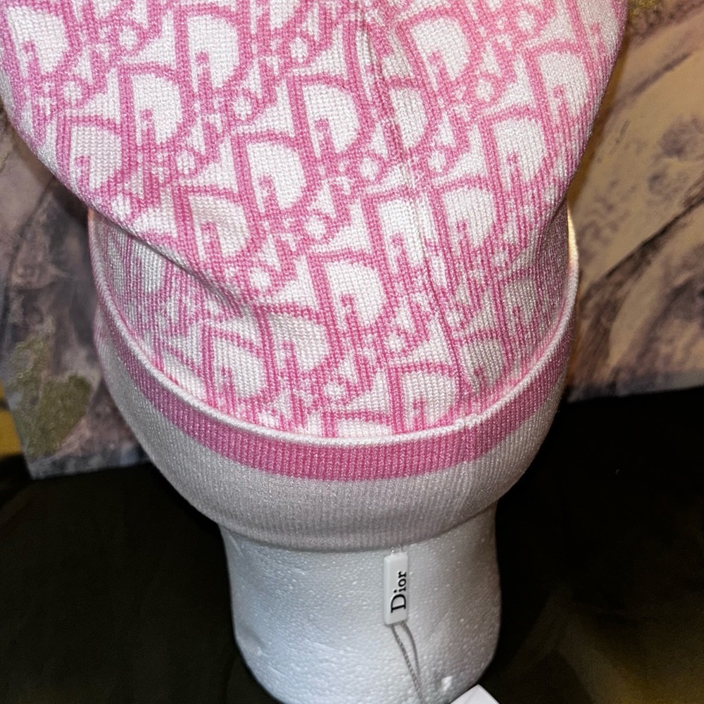 Dior Pink Patterned Knit Hat - Picture 2 of 3